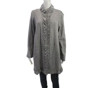 Pure Essence Women Coatigan Gray Mock Neck Long Sleeve Classic Size 2XL